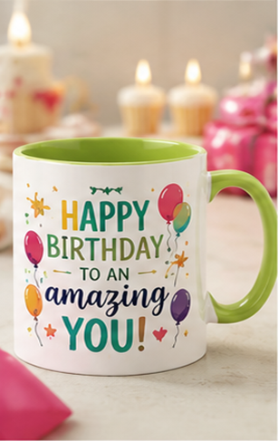 Amazing You birthday mug — light green